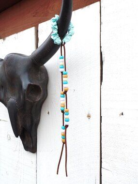 Hand Crafted Suede Hair Tie SUEDE BEADED